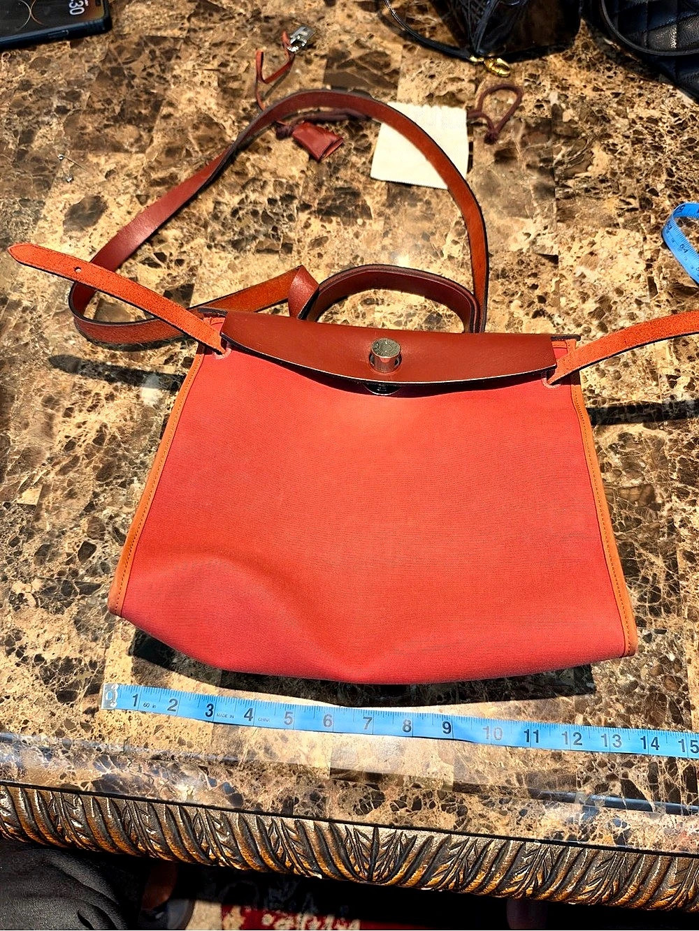 Hermès Herbag Zip 31 PM Red & Brown Shoulder Bag
